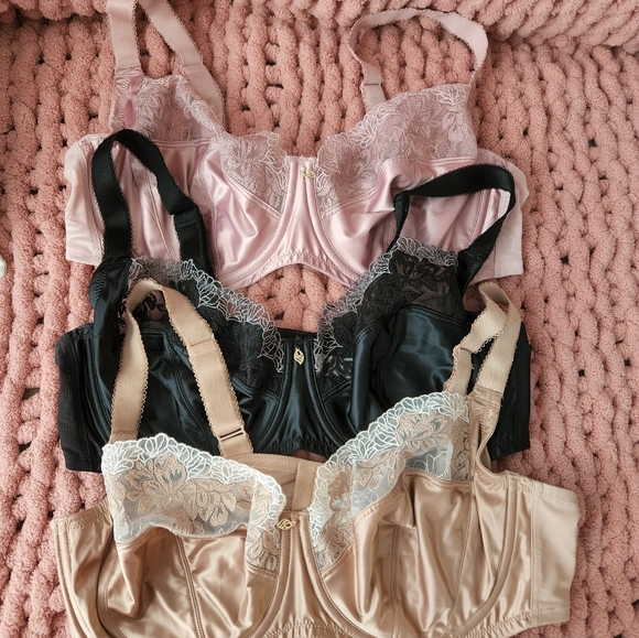 Elegant Lace Trimmed Bra Set - Black, Pink, Tan Bundle - Picture 3 of 8